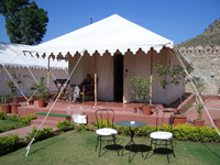 Rita outside tent